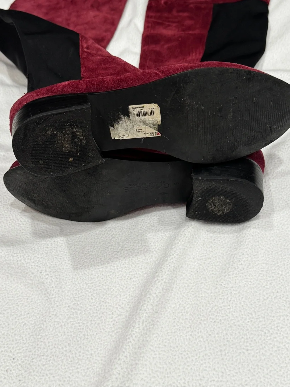 Charles David Burgundy and Black Over-the-Knee Suede Boots